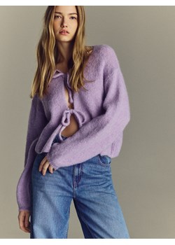 Reserved - Kardigan z wełną alpaki - lawendowy ze sklepu Reserved w kategorii Swetry damskie - zdjęcie 187913510