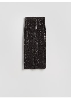 Reserved - Cekinowa spódnica midi - ciemnobrązowy ze sklepu Reserved w kategorii Spódnice - zdjęcie 187913810