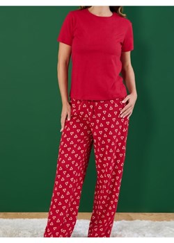 Sinsay - Świąteczna piżama dwuczęściowa z nadrukiem lasek cukrowych - czerwony ze sklepu Sinsay w kategorii Piżamy damskie - zdjęcie 187914040