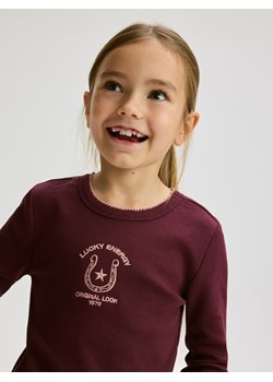 Reserved - Koszulka z haftem - mahoniowy ze sklepu Reserved w kategorii Bluzki dziewczęce - zdjęcie 187915034