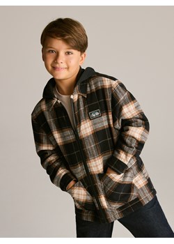 Reserved - Bawełniana kurtka z kapturem - ciemnobrązowy ze sklepu Reserved w kategorii Kurtki chłopięce - zdjęcie 187915203