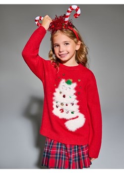 Sinsay - Świąteczny sweter z kotem ozdobionym cekinami - czerwony ze sklepu Sinsay w kategorii Swetry dziewczęce - zdjęcie 187915832