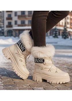 Ocieplane kozaki śniegowce eskimoski Beżowe /D9-1 18606 T388/ ze sklepu Pantofelek24.pl w kategorii Śniegowce damskie - zdjęcie 187916290