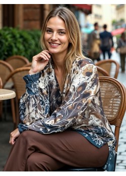 Bluzka z artystycznym printem Potis & Verso Tera ze sklepu Eye For Fashion w kategorii Bluzki damskie - zdjęcie 187916631