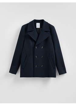 Reserved - Dwurzędowy płaszcz z dodatkiem wełny - granatowy ze sklepu Reserved w kategorii Płaszcze męskie - zdjęcie 187917261