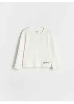 Reserved - Bawełniana bluzka z haftem - złamana biel ze sklepu Reserved w kategorii Bluzki dziewczęce - zdjęcie 187917312