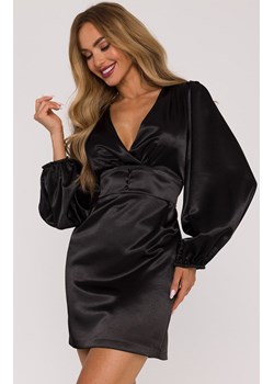 Sukienka mini z bufiastymi rękawami czarna M888, Kolor czarny, Rozmiar L, MOE ze sklepu Primodo w kategorii Sukienki - zdjęcie 187917840