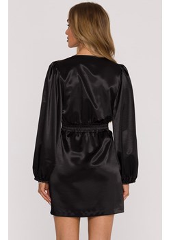 Sukienka mini z bufiastymi rękawami czarna M888, Kolor czarny, Rozmiar L, MOE ze sklepu Primodo w kategorii Sukienki - zdjęcie 187917841