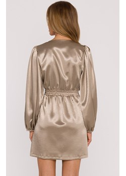 Sukienka mini z bufiastymi rękawami złota M888, Kolor złoty, Rozmiar L, MOE ze sklepu Primodo w kategorii Sukienki - zdjęcie 187917851
