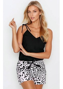 Krótka piżama damska Nadia, Kolor czarno-różowy, Rozmiar S, Momenti per me ze sklepu Intymna w kategorii Piżamy damskie - zdjęcie 187918383
