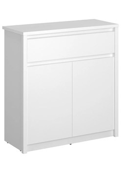 Biała komoda skandynawska z szufladą i szafką F4-T18 ze sklepu Edinos.pl w kategorii Komody - zdjęcie 187918542