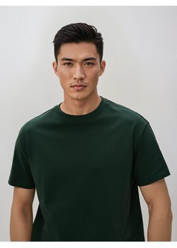 Reserved - Bawełniany t-shirt boxy - ciemnozielony ze sklepu Reserved w kategorii T-shirty męskie - zdjęcie 187919641