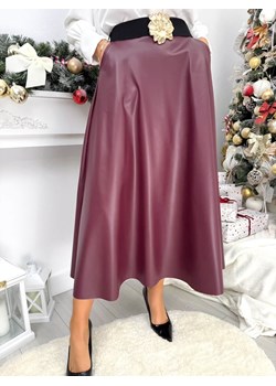 Burgundowa Rozkloszowana Spódnica z Eko Skóry ze sklepu ModnaKiecka.pl w kategorii Spódnice - zdjęcie 187920074