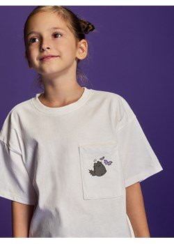 Reserved - Bawełniany t-shirt Pusheen - złamana biel ze sklepu Reserved w kategorii Bluzki dziewczęce - zdjęcie 187920111