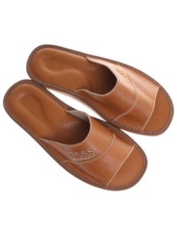 Skórzane męskie klapki domowe z Podhala /D3-1 18534 S196/ ze sklepu Pantofelek24.pl w kategorii Klapki męskie - zdjęcie 187923851