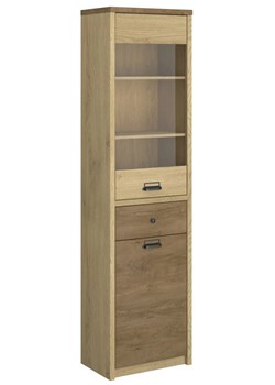 Wysoka witryna szklana dąb cremona + dąb lefkas K7-C32 ze sklepu Edinos.pl w kategorii Regały i witryny - zdjęcie 187924103