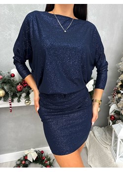 Granatowa Połyskująca Sukienka ze sklepu ModnaKiecka.pl w kategorii Sukienki - zdjęcie 187924732