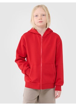 Chłopięca bluza dresowa z kapturem rozpinana 4F 4FJWSS25TSWSM1851 - czerwona ze sklepu Sportstylestory.com w kategorii Bluzy chłopięce - zdjęcie 187927264
