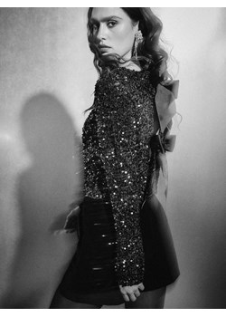 Mohito - Cekinowa fioletowa bluzka z kokardkami - fuksjowy ze sklepu Mohito w kategorii Bluzki damskie - zdjęcie 187927650