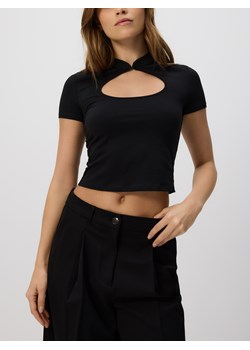 Reserved - T-shirt z ozdobnym dekoltem - czarny ze sklepu Reserved w kategorii T-shirty męskie - zdjęcie 187927883