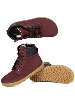Botki damskie BAREFOOT skórzane Ember bordowe nubuk ze sklepu butyolivier w kategorii Botki - zdjęcie 187928552