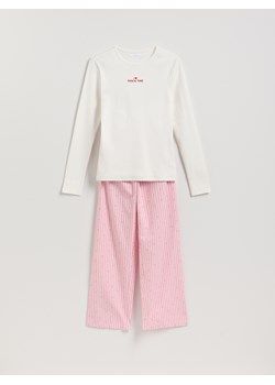 Reserved - Dwuczęściowa piżama z bawełny - różowy ze sklepu Reserved w kategorii Piżamy damskie - zdjęcie 187930993