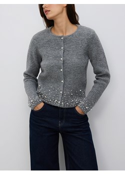 Reserved - Kardigan z aplikacją - szary ze sklepu Reserved w kategorii Swetry damskie - zdjęcie 187931003