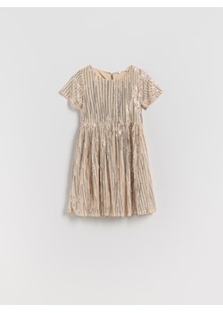 Reserved - Sukienka z błyszczącą nicią - beżowy ze sklepu Reserved w kategorii Sukienki dziewczęce - zdjęcie 187931070