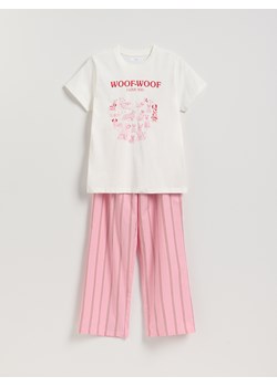 Reserved - Dwuczęściowa piżama z bawełny - różowy ze sklepu Reserved w kategorii Piżamy damskie - zdjęcie 187932613