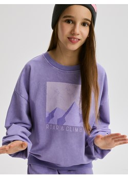 Reserved - Bawełniana bluza z nadrukiem - fioletowy ze sklepu Reserved w kategorii Bluzki dziewczęce - zdjęcie 187932753