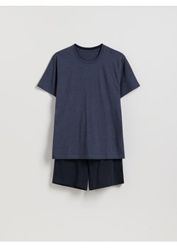 Reserved - Dwuczęściowa piżama z bawełny - granatowy ze sklepu Reserved w kategorii Piżamy męskie - zdjęcie 187932772