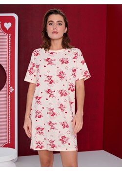 Sinsay - Wzorzysta koszula nocna z bawełny - kremowy ze sklepu Sinsay w kategorii Koszule nocne - zdjęcie 187935813