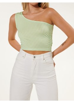Sinsay - Crop top na jedno ramię w kratę - zielony ze sklepu Sinsay w kategorii Bluzki damskie - zdjęcie 187935842