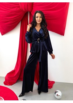 Granatowy Elegancki Komplet ze Złotą Klamrą ze sklepu ModnaKiecka.pl w kategorii Komplety i garnitury damskie - zdjęcie 187936744