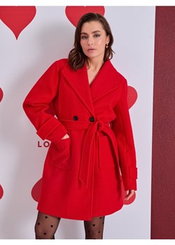 Sinsay - Klasyczny płaszcz dwurzędowy z kieszeniami - czerwony ze sklepu Sinsay w kategorii Płaszcze damskie - zdjęcie 187937653
