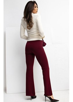 Bordowe spodnie z wysokim stanem RV-DR-A1060.03P, Kolor bordowy, Rozmiar S, Rue Paris ze sklepu Primodo w kategorii Spodnie damskie - zdjęcie 187938744