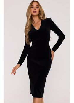 Sukienka welurowa z dekoltem czarna M889, Kolor czarny, Rozmiar L, MOE ze sklepu Primodo w kategorii Sukienki - zdjęcie 187938804