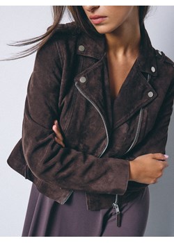 Mohito - Skórzana brązowa ramoneska - ciemnobrązowy ze sklepu Mohito w kategorii Kurtki damskie - zdjęcie 187942314
