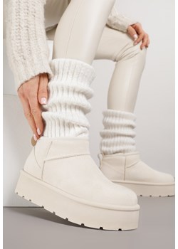 Beżowe Mocno Ocieplane Śniegowce Wsuwane na Grubej Podeszwie Oriphesi ze sklepu born2be.pl w kategorii Śniegowce damskie - zdjęcie 187942360