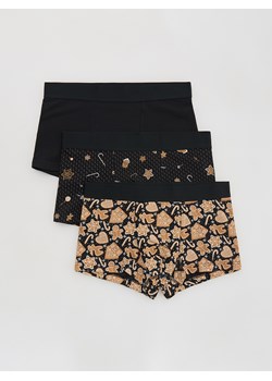 Reserved - Bokserki ze świątecznym wzorem 3 pack - czarny ze sklepu Reserved w kategorii Majtki męskie - zdjęcie 187942411