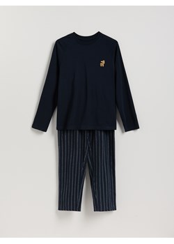 Reserved - Bawełniana piżama ze świątecznym motywem - granatowy ze sklepu Reserved w kategorii Piżamy męskie - zdjęcie 187942571