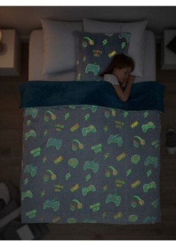 Sinsay - Komplet polarowej pościeli z fluorescencyjnym wzorem gamingowym - szary ze sklepu Sinsay w kategorii Pościel dziecięca - zdjęcie 187943104