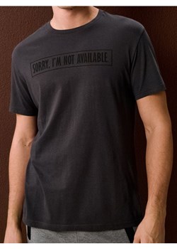 Sinsay - Bawełniana koszulka z napisem - szary ze sklepu Sinsay w kategorii T-shirty męskie - zdjęcie 187943113