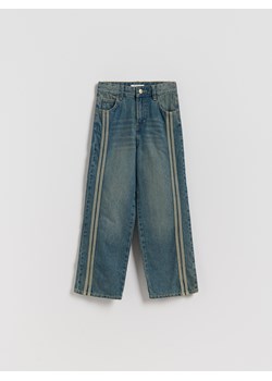 Reserved - Jeansy straight z lampasami - granatowy ze sklepu Reserved w kategorii Spodnie dziewczęce - zdjęcie 187946602