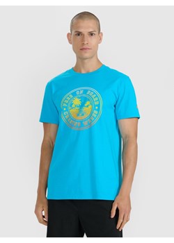 Męski t-shirt z nadrukiem 4F 4FRSS25TTSHM3156 - niebieski ze sklepu Sportstylestory.com w kategorii T-shirty męskie - zdjęcie 187948143