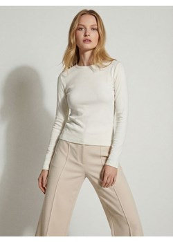 Sinsay - Bawełniana koszulka z długim rękawem - kremowy ze sklepu Sinsay w kategorii Bluzki damskie - zdjęcie 187950551