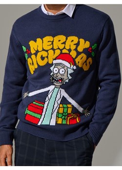 Sinsay - Sweter świąteczny Rick and Morty - granatowy ze sklepu Sinsay w kategorii Swetry męskie - zdjęcie 187950561