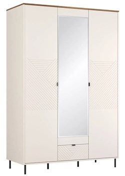 Nowoczesna szafa trzydrzwiowa z lustrem kaszmir + dąb castello C3-L26 ze sklepu Edinos.pl w kategorii Szafy - zdjęcie 187953761