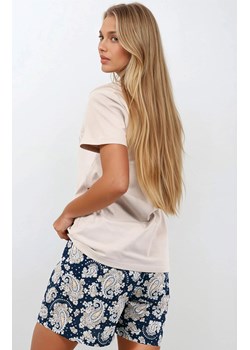 Krótka piżama damska Stardust, Kolor beżowo-granatowy, Rozmiar S, Momenti per me ze sklepu Intymna w kategorii Piżamy damskie - zdjęcie 187953850
