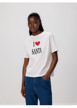 Reserved - T-shirt ze świątecznym motywem - biały ze sklepu Reserved w kategorii Bluzki damskie - zdjęcie 187957500